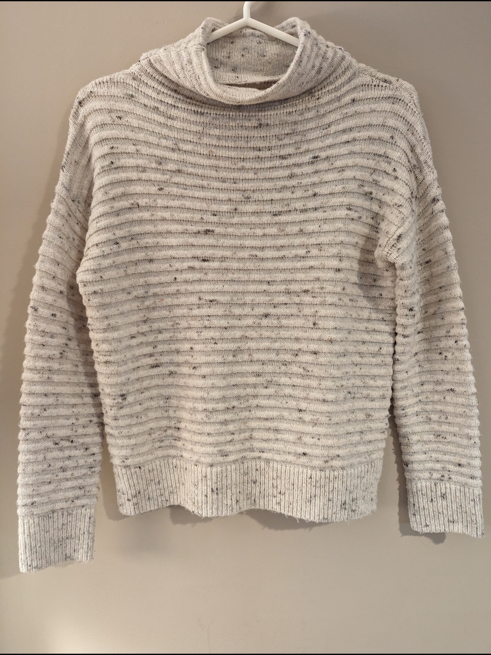 Madewell Gray Speckled Ribbed Cowl Neck Sweater